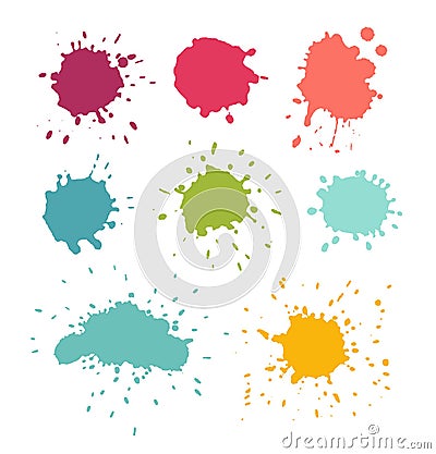 Paint splats. Stain and water drop set Vector Illustration