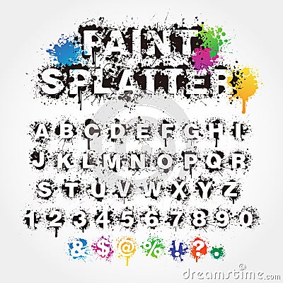 Paint Splatter Alphabet Vector Illustration