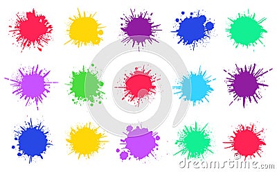 Paint splatters. Spray paint painted drips, grunge dirty sprayed dots, dripping splatter textured shapes vector Vector Illustration