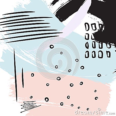Paint violet black brush stroke. Fashion abstract vector background. Watercolor splater color grunge elements. Colorfu Vector Illustration