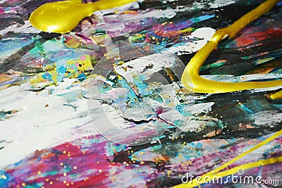 Paint watercolor sparkling colorful background, brush strokes, organic hypnotic background Stock Photo