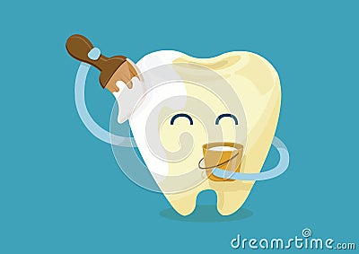 Paint whitening tooth Vector Illustration