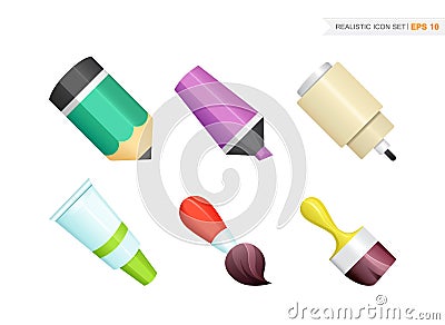 Paint and writing tools collection Vector Illustration