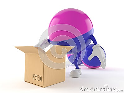 Paintball character with open cardboard box Stock Photo