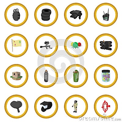 Paintball game cartoon icon circle Vector Illustration