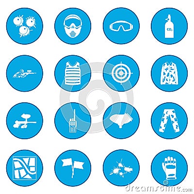 Paintball game icon blue Vector Illustration