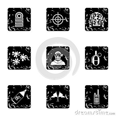 Paintball icons set, grunge style Vector Illustration