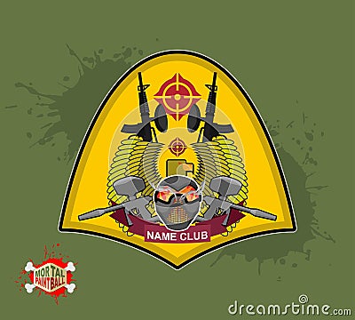 Paintball logo. shield with wings. Emblem paintbal Vector Illustration