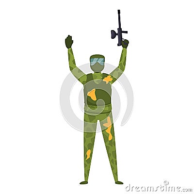 Paintball player icon cartoon vector. Extreme shooting Vector Illustration