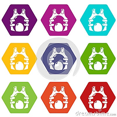 Paintball vest ammunition icons set 9 vector Vector Illustration