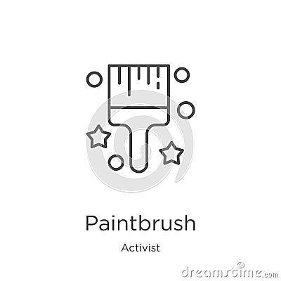 paintbrush icon vector from activist collection. Thin line paintbrush outline icon vector illustration. Outline, thin line Vector Illustration