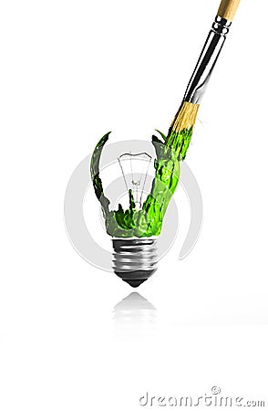 Paintbrush paint a light bulb Stock Photo