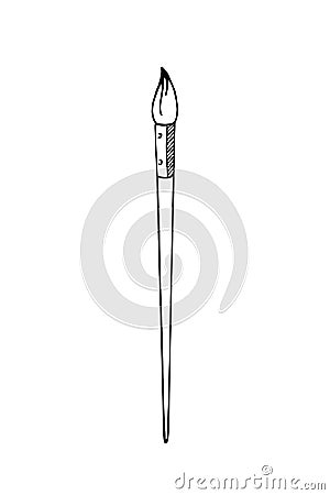 Paintbrush with pointed tip, hand drawn doodle gravure vintage style, sketch, illustration Vector Illustration