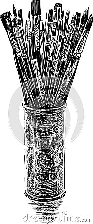 Paintbrushes in a jar Vector Illustration