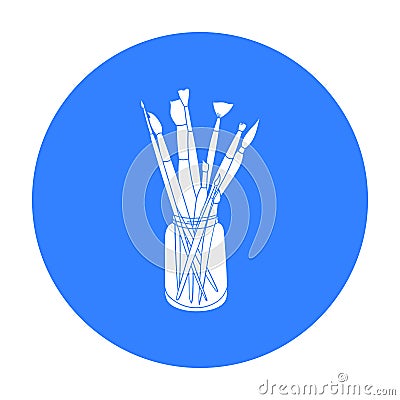 Paintbrushes for painting in the jar icon in black style isolated on white background. Artist and drawing symbol stock Vector Illustration