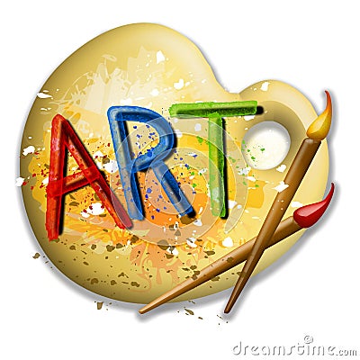 Paintbrushes and Palette Art Logo Cartoon Illustration