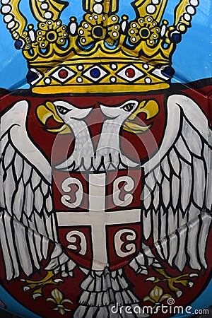 View of painted ball detail. Mexico fan zone during to FIFA world cup Russia 2018. Color photo. Editorial Stock Photo