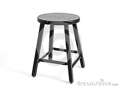 Painted black wooden stool Stock Photo