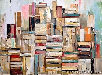 painted books in style of structured chaos Stock Photo