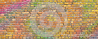 Painted brick wall, abstract background of different colors Stock Photo