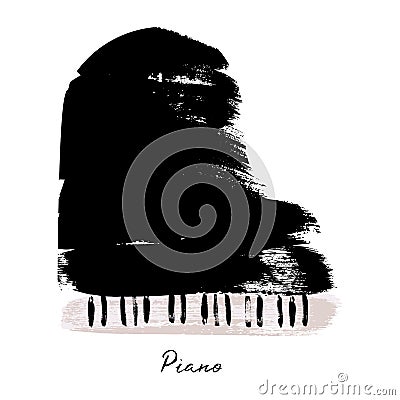 Painted with brush strokes piano. Vector illustration. Vector Illustration