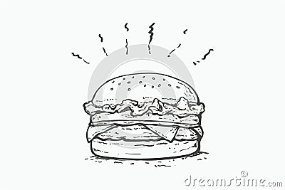 painted burger line art Stock Photo