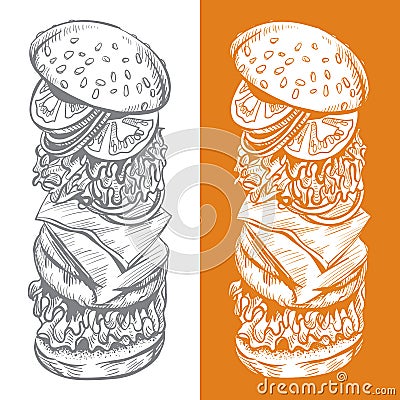 Painted Burger Vector Illustration