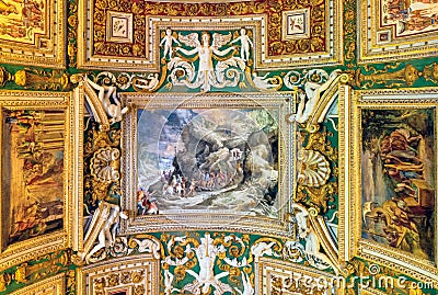 Painted ceilings in corridors and on the wall in the vatican city in rome, italy. Editorial Stock Photo