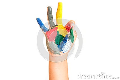 Painted children hand Stock Photo