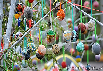 Easter eggs on a thread Editorial Stock Photo