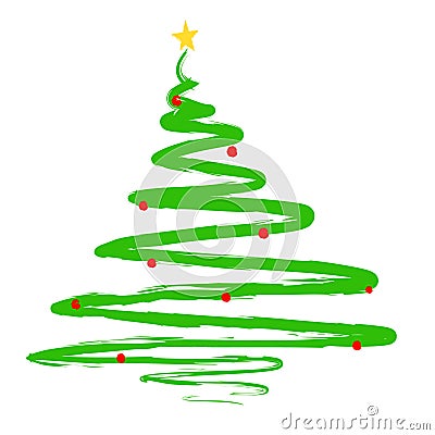 Painted christmas tree illustration Vector Illustration