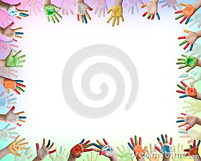 Painted colorful hands Stock Photo