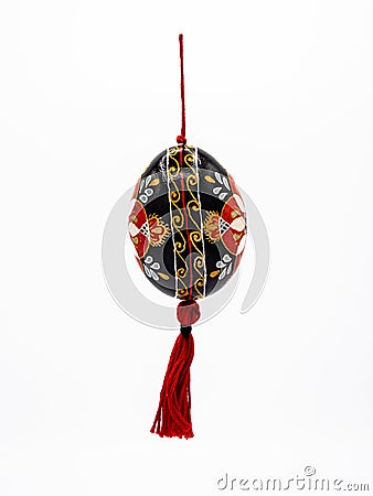Painted colorful Ukrainian Easter Egg, Pysanky, on white background Stock Photo