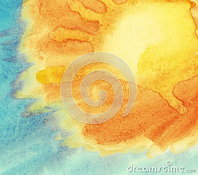 Painted colorful watercolor background. Spring and summer theme. Stock Photo