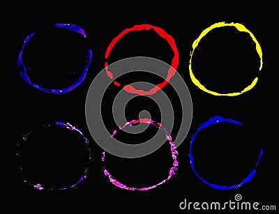 Painted colors circles on black background Stock Photo