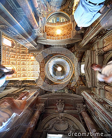 Painted dome in Papal Basilica of Saint Mary Major Editorial Stock Photo