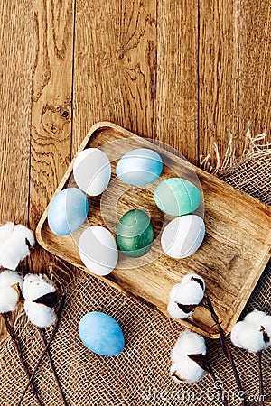 painted eggs easter tradition decoration wooden background Stock Photo