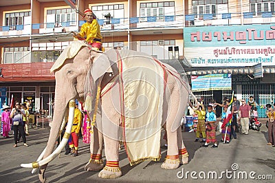 Painted elephant Editorial Stock Photo