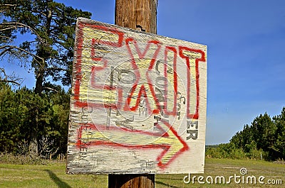 Painted EXIT sign Stock Photo