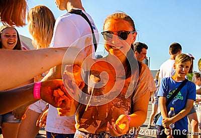 Painted girl in dark glasses Editorial Stock Photo