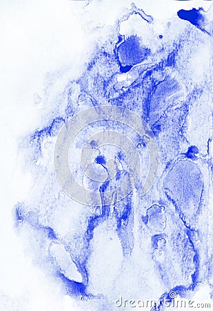 Painted magic background. Watercolor printable Blue texture. Stock Photo