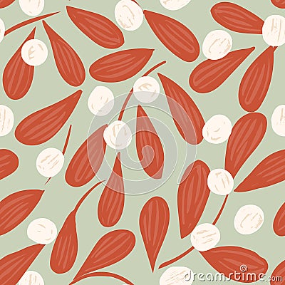 Growing mistletoe garden seamless vector pattern. Vector Illustration