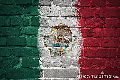 Painted national flag of mexico on a brick wall Stock Photo