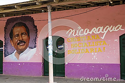 The painted ortrait of Daniel Ortega in Nicaragua Editorial Stock Photo