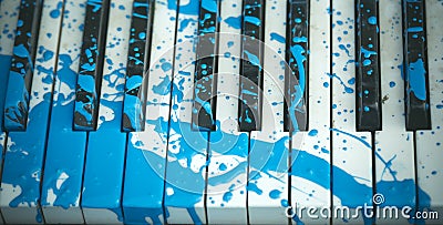 Painted piano, musical style, grunge instrument. Stock Photo