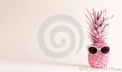 Painted pink pineapple with sunglasses Stock Photo