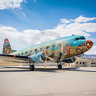 The Painted Pioneers: Iconic Planes in Colorful Glory Stock Photo
