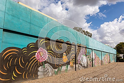 Painted public mural in Tempe, Arizona, Phoenix Editorial Stock Photo