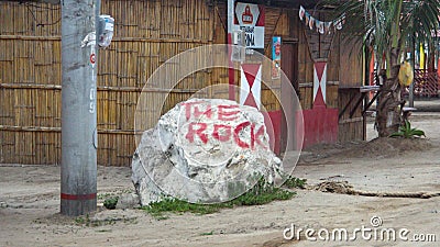 Painted rock on the beach Editorial Stock Photo