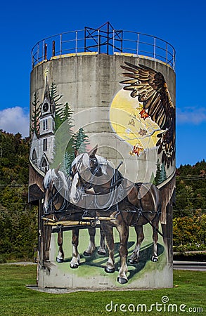 Painted Silo in Jefferson County, Vermont Editorial Stock Photo